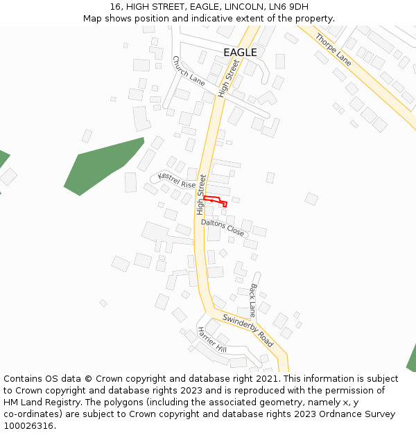 16, HIGH STREET, EAGLE, LINCOLN, LN6 9DH: Location map and indicative extent of plot