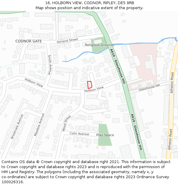 16, HOLBORN VIEW, CODNOR, RIPLEY, DE5 9RB: Location map and indicative extent of plot