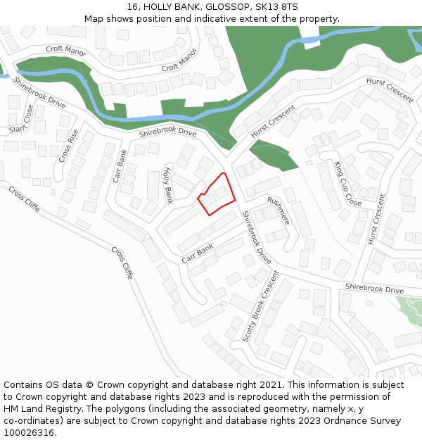 16, HOLLY BANK, GLOSSOP, SK13 8TS: Location map and indicative extent of plot