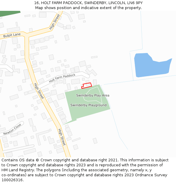 16, HOLT FARM PADDOCK, SWINDERBY, LINCOLN, LN6 9PY: Location map and indicative extent of plot