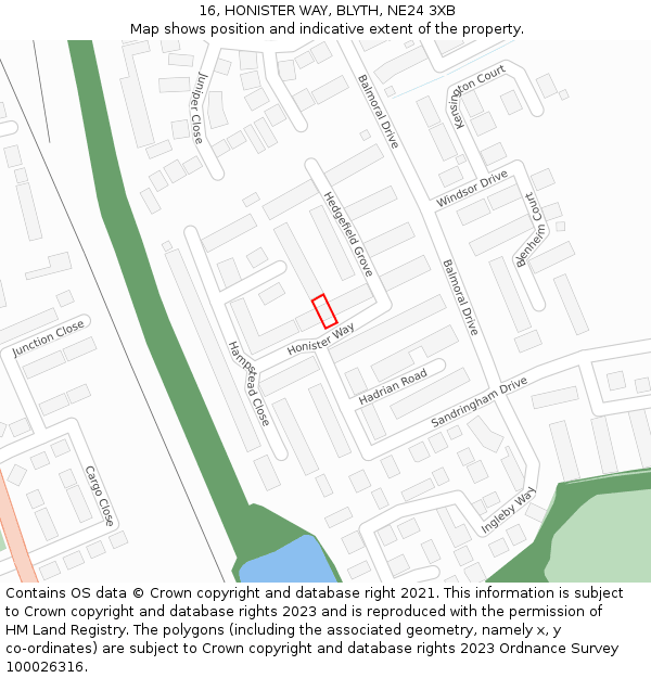 16, HONISTER WAY, BLYTH, NE24 3XB: Location map and indicative extent of plot