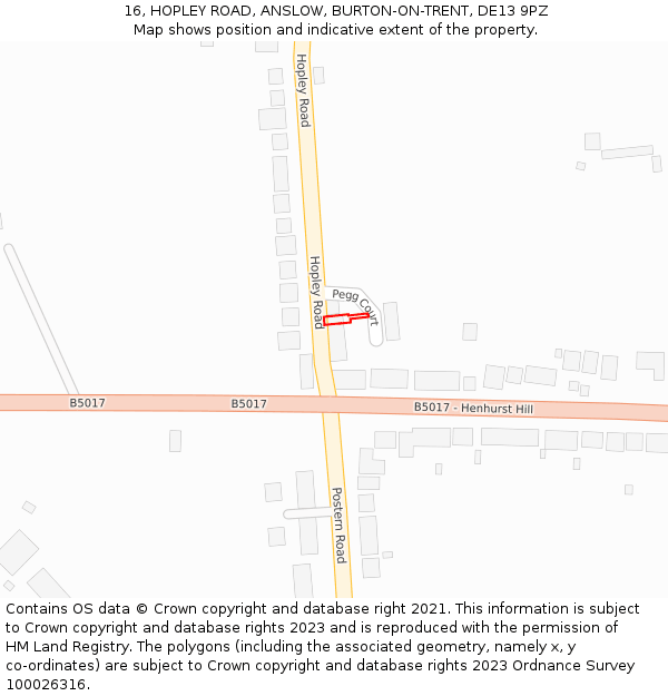 16, HOPLEY ROAD, ANSLOW, BURTON-ON-TRENT, DE13 9PZ: Location map and indicative extent of plot