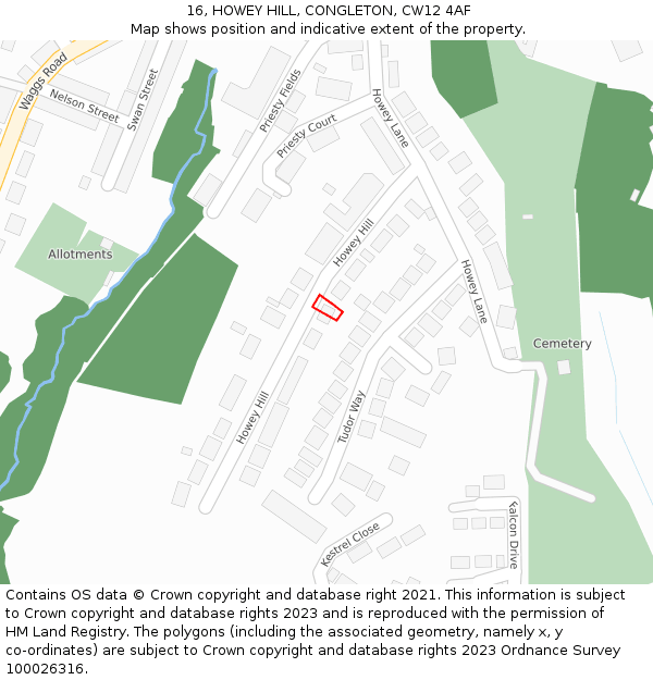 16, HOWEY HILL, CONGLETON, CW12 4AF: Location map and indicative extent of plot