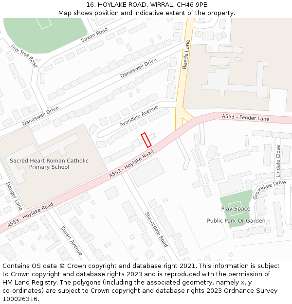 16, HOYLAKE ROAD, WIRRAL, CH46 9PB: Location map and indicative extent of plot