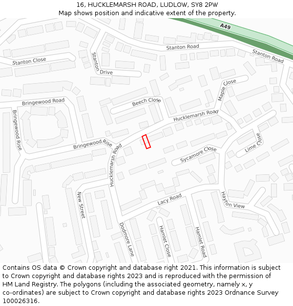 16, HUCKLEMARSH ROAD, LUDLOW, SY8 2PW: Location map and indicative extent of plot