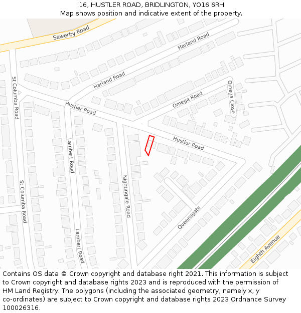 16, HUSTLER ROAD, BRIDLINGTON, YO16 6RH: Location map and indicative extent of plot