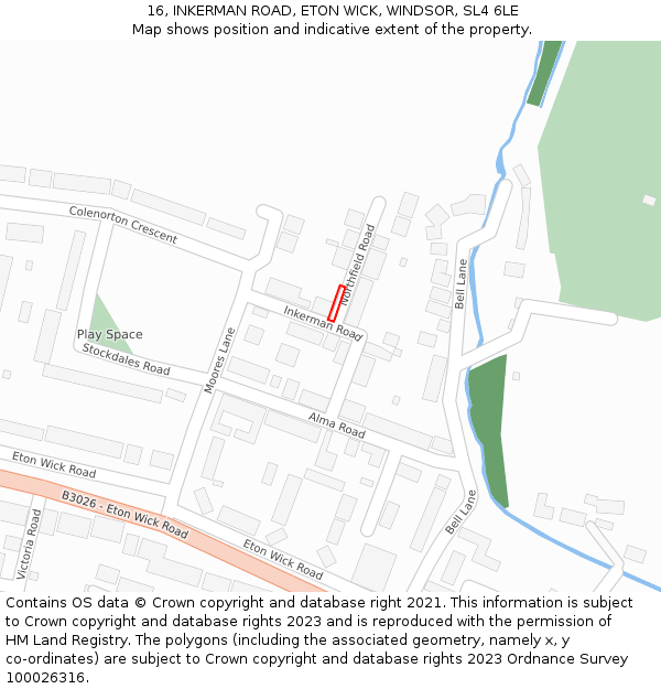 16, INKERMAN ROAD, ETON WICK, WINDSOR, SL4 6LE: Location map and indicative extent of plot