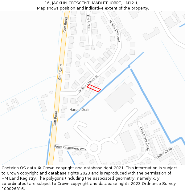 16, JACKLIN CRESCENT, MABLETHORPE, LN12 1JH: Location map and indicative extent of plot