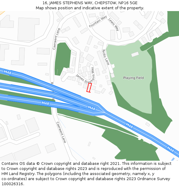 16, JAMES STEPHENS WAY, CHEPSTOW, NP16 5GE: Location map and indicative extent of plot