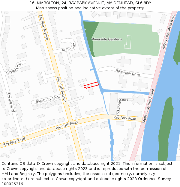 16, KIMBOLTON, 24, RAY PARK AVENUE, MAIDENHEAD, SL6 8DY: Location map and indicative extent of plot