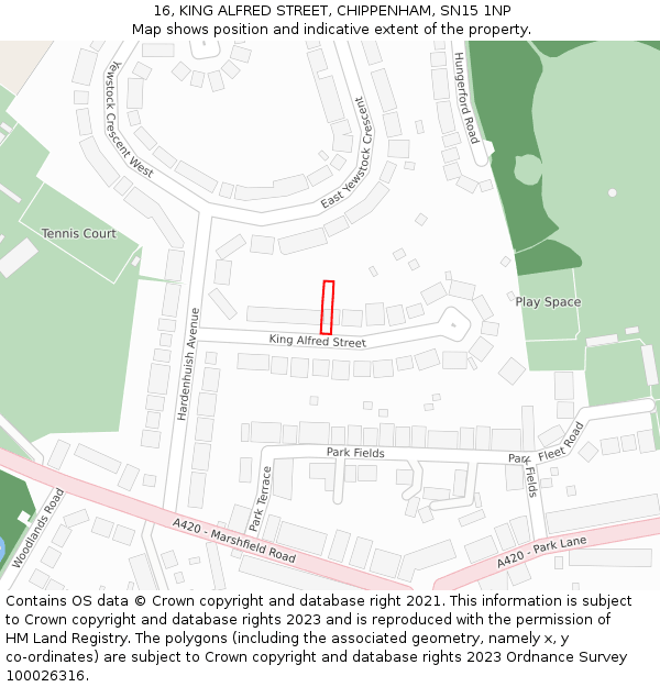 16, KING ALFRED STREET, CHIPPENHAM, SN15 1NP: Location map and indicative extent of plot