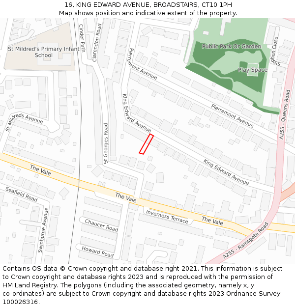 16, KING EDWARD AVENUE, BROADSTAIRS, CT10 1PH: Location map and indicative extent of plot