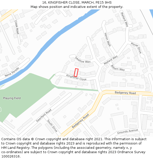16, KINGFISHER CLOSE, MARCH, PE15 9HS: Location map and indicative extent of plot