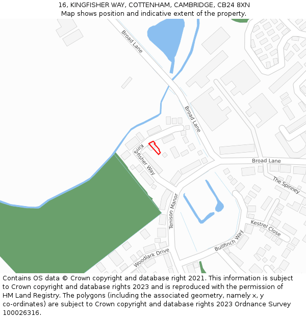 16, KINGFISHER WAY, COTTENHAM, CAMBRIDGE, CB24 8XN: Location map and indicative extent of plot