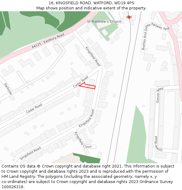 16, KINGSFIELD ROAD, WATFORD, WD19 4PS: Location map and indicative extent of plot