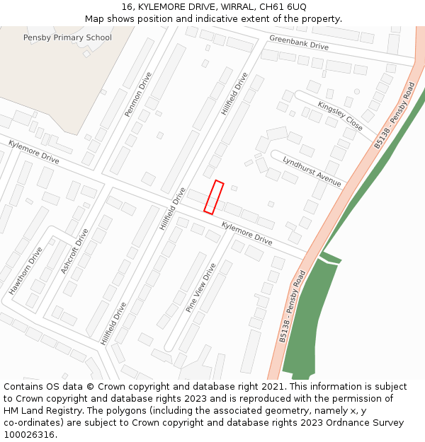 16, KYLEMORE DRIVE, WIRRAL, CH61 6UQ: Location map and indicative extent of plot