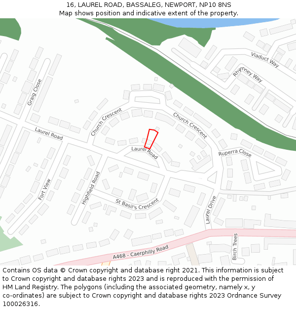 16, LAUREL ROAD, BASSALEG, NEWPORT, NP10 8NS: Location map and indicative extent of plot
