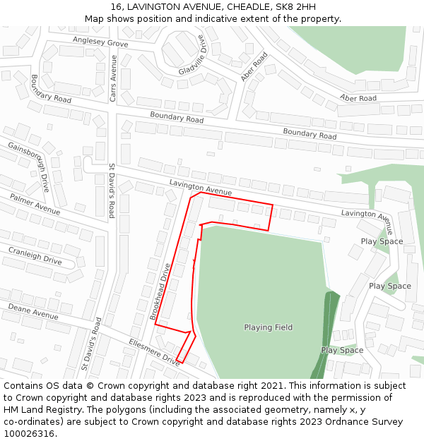 16, LAVINGTON AVENUE, CHEADLE, SK8 2HH: Location map and indicative extent of plot