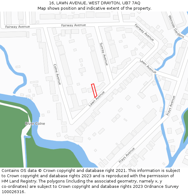 16, LAWN AVENUE, WEST DRAYTON, UB7 7AQ: Location map and indicative extent of plot