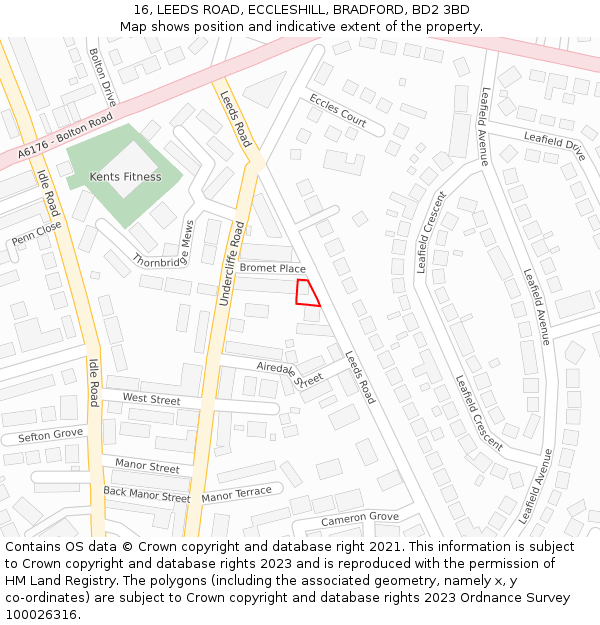 16, LEEDS ROAD, ECCLESHILL, BRADFORD, BD2 3BD: Location map and indicative extent of plot