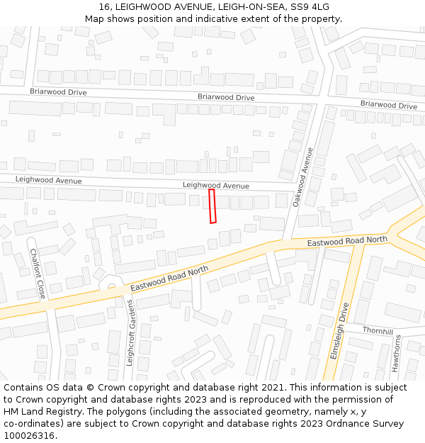 16, LEIGHWOOD AVENUE, LEIGH-ON-SEA, SS9 4LG: Location map and indicative extent of plot