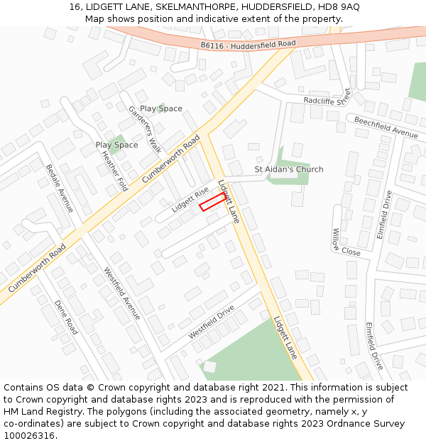 16, LIDGETT LANE, SKELMANTHORPE, HUDDERSFIELD, HD8 9AQ: Location map and indicative extent of plot