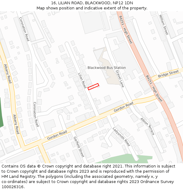 16, LILIAN ROAD, BLACKWOOD, NP12 1DN: Location map and indicative extent of plot
