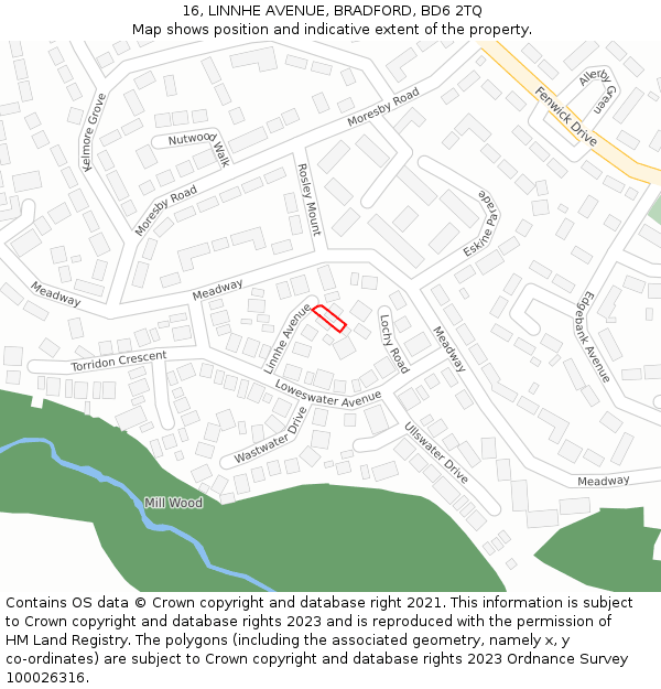 16, LINNHE AVENUE, BRADFORD, BD6 2TQ: Location map and indicative extent of plot