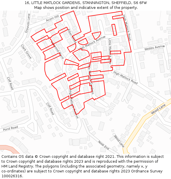 16, LITTLE MATLOCK GARDENS, STANNINGTON, SHEFFIELD, S6 6FW: Location map and indicative extent of plot