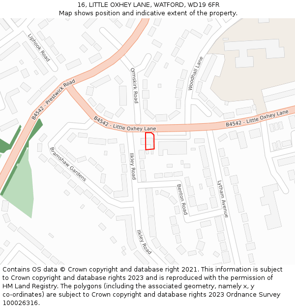 16, LITTLE OXHEY LANE, WATFORD, WD19 6FR: Location map and indicative extent of plot