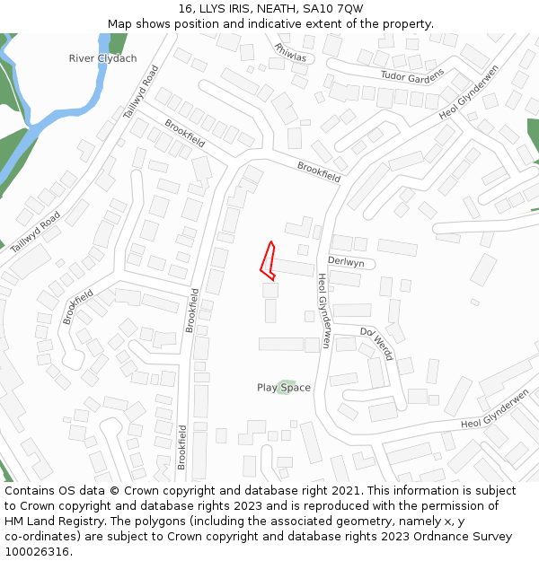 16, LLYS IRIS, NEATH, SA10 7QW: Location map and indicative extent of plot