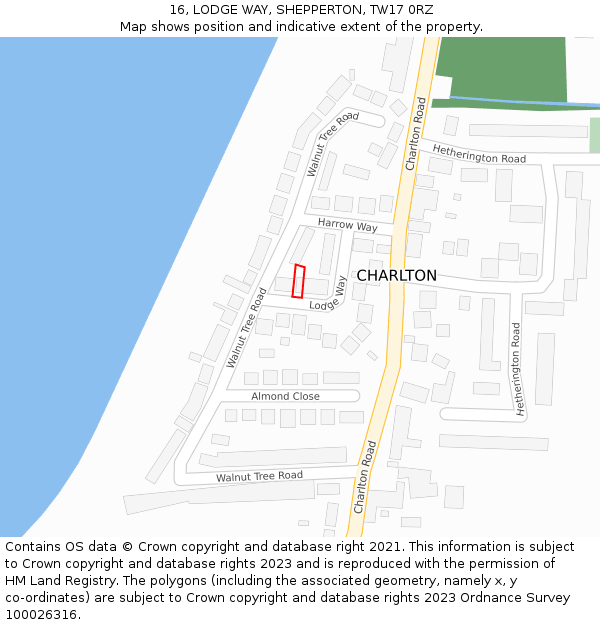 16, LODGE WAY, SHEPPERTON, TW17 0RZ: Location map and indicative extent of plot