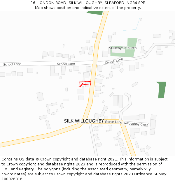 16, LONDON ROAD, SILK WILLOUGHBY, SLEAFORD, NG34 8PB: Location map and indicative extent of plot