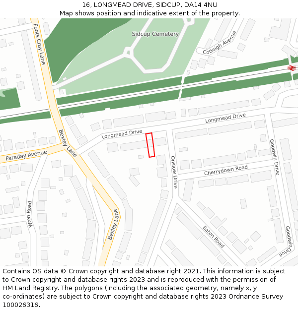 16, LONGMEAD DRIVE, SIDCUP, DA14 4NU: Location map and indicative extent of plot