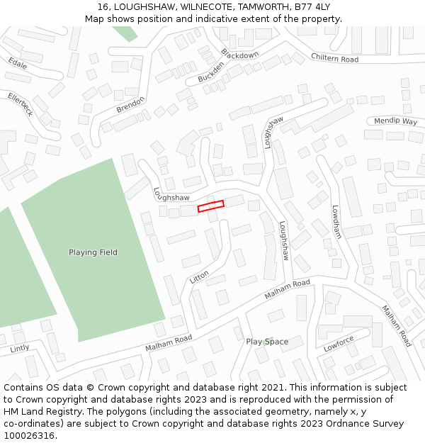 16, LOUGHSHAW, WILNECOTE, TAMWORTH, B77 4LY: Location map and indicative extent of plot