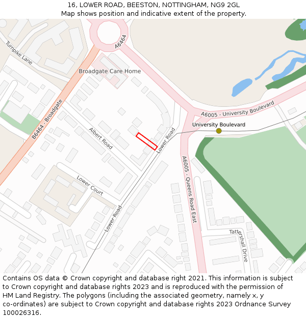 16, LOWER ROAD, BEESTON, NOTTINGHAM, NG9 2GL: Location map and indicative extent of plot