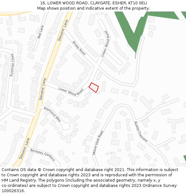 16, LOWER WOOD ROAD, CLAYGATE, ESHER, KT10 0EU: Location map and indicative extent of plot