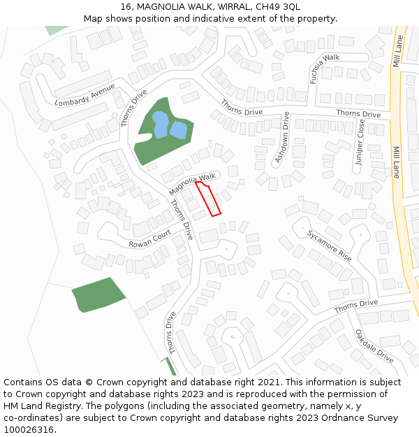16, MAGNOLIA WALK, WIRRAL, CH49 3QL: Location map and indicative extent of plot