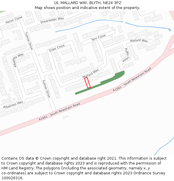 16, MALLARD WAY, BLYTH, NE24 3PZ: Location map and indicative extent of plot
