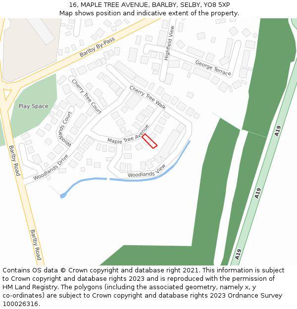 16, MAPLE TREE AVENUE, BARLBY, SELBY, YO8 5XP: Location map and indicative extent of plot