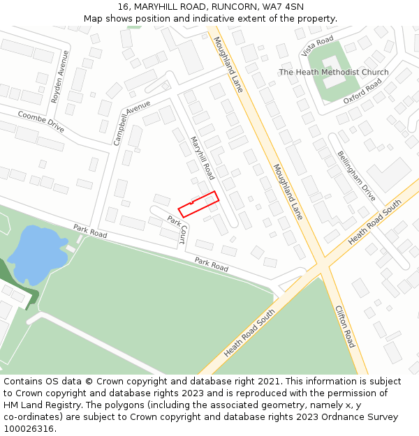 16, MARYHILL ROAD, RUNCORN, WA7 4SN: Location map and indicative extent of plot