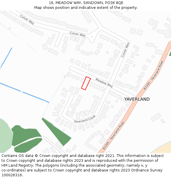 16, MEADOW WAY, SANDOWN, PO36 8QE: Location map and indicative extent of plot