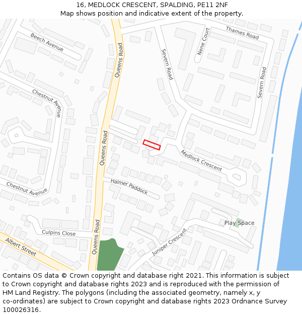 16, MEDLOCK CRESCENT, SPALDING, PE11 2NF: Location map and indicative extent of plot