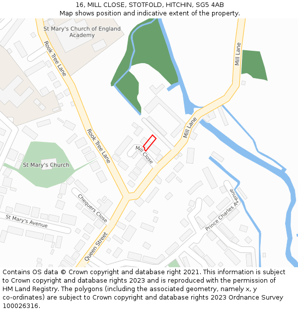 16, MILL CLOSE, STOTFOLD, HITCHIN, SG5 4AB: Location map and indicative extent of plot