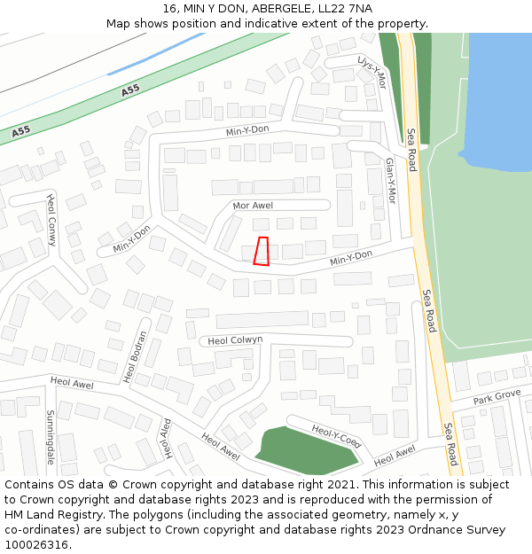 16, MIN Y DON, ABERGELE, LL22 7NA: Location map and indicative extent of plot