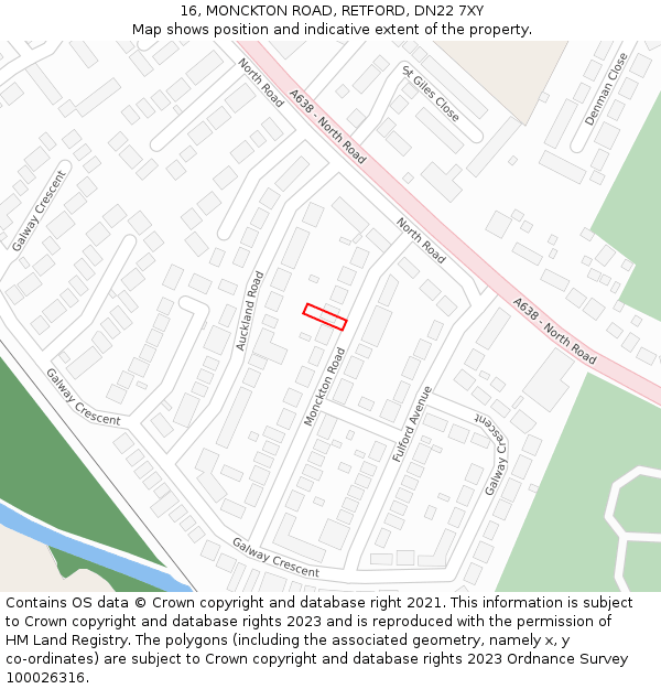 16, MONCKTON ROAD, RETFORD, DN22 7XY: Location map and indicative extent of plot