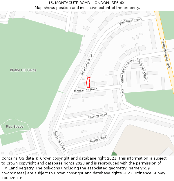 16, MONTACUTE ROAD, LONDON, SE6 4XL: Location map and indicative extent of plot