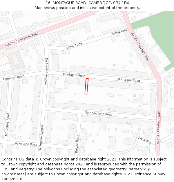 16, MONTAGUE ROAD, CAMBRIDGE, CB4 1BX: Location map and indicative extent of plot