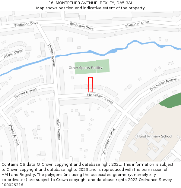 16, MONTPELIER AVENUE, BEXLEY, DA5 3AL: Location map and indicative extent of plot