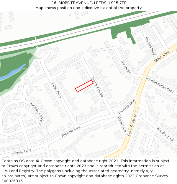 16, MORRITT AVENUE, LEEDS, LS15 7EP: Location map and indicative extent of plot